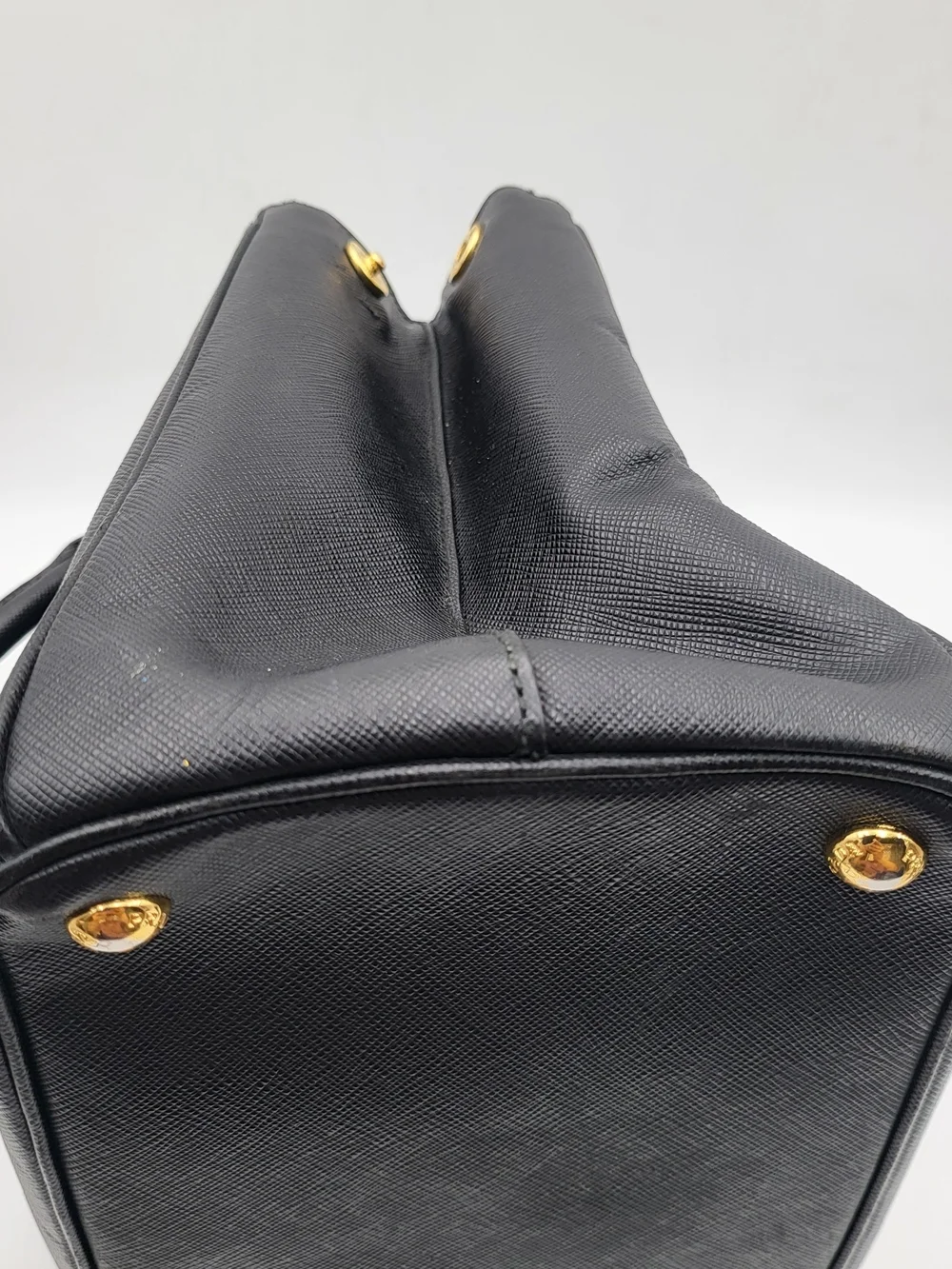 PRADA Black Saffiano Galleria Lux Leather Double Zip Medium Tote Bag,Auth w/COA.